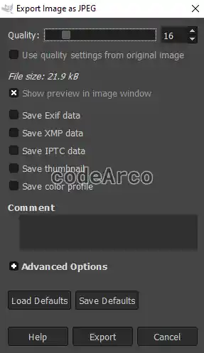 Gimp reduce image weight