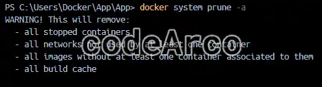 Docker system prune command to delete everything