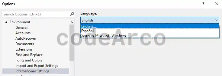 Change Visual Studio Language