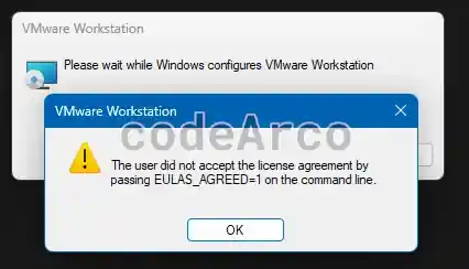 VMware User did not accept EULAS_AGREED 1 command line