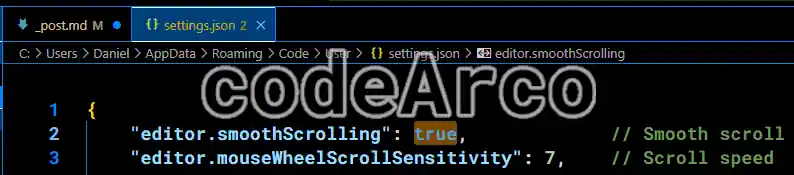 Configure mouse in VSCode full example