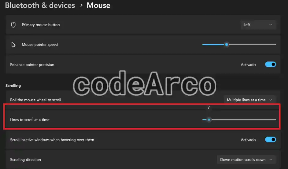 VSCode scroll speed ​​in Windows 11