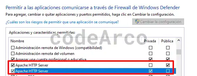 Configurar Apache HTTP Server firewall Windows