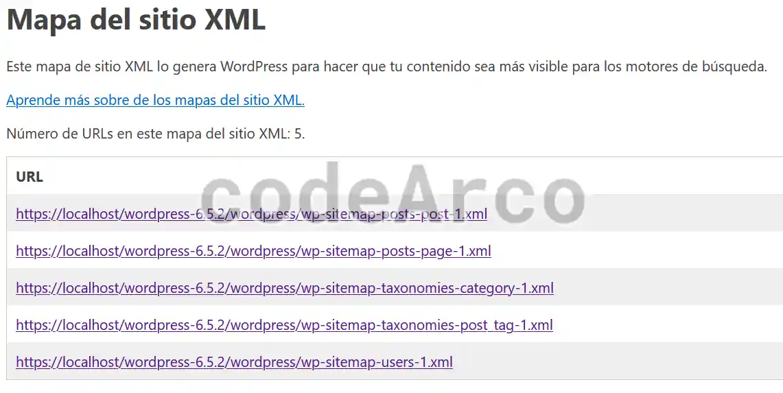 Sitemaps por defecto de WordPress