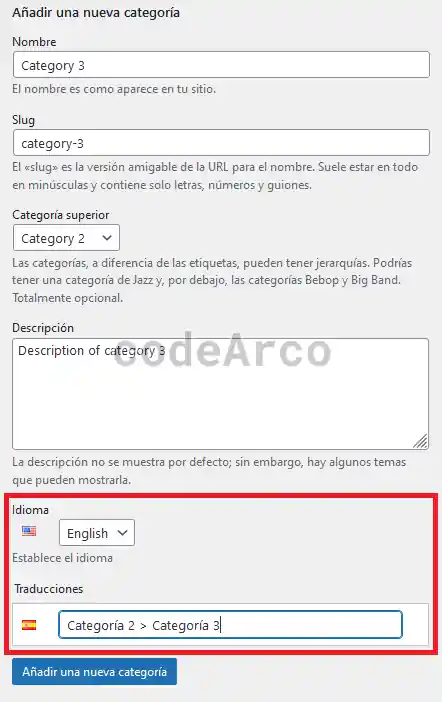 Wordpress configuracion de traduccion para categoria o etiqueta