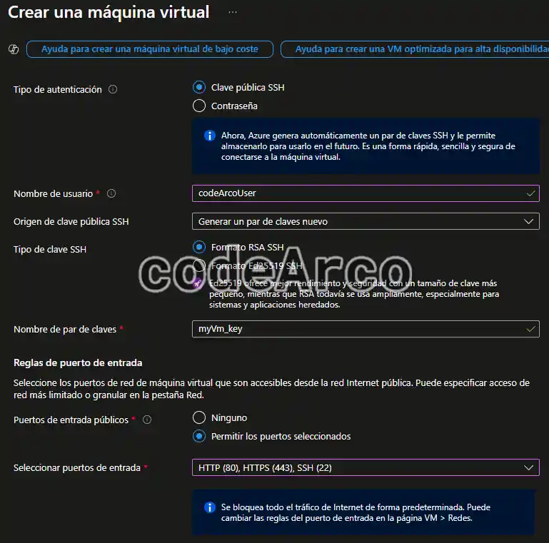 Como desplegar docker-compose yml en maquina virtual Azure