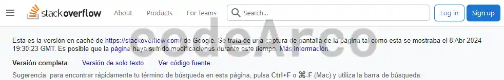 Cache de indexacion de Google