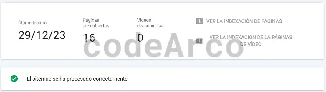El sitemap se ha procesado correctamente Google