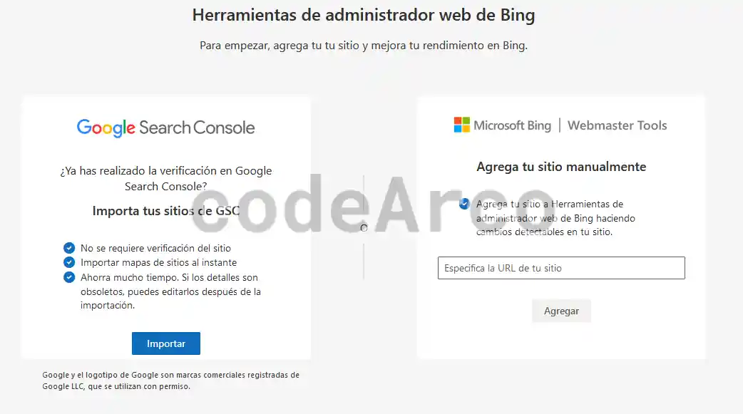 Enviar sitemap a Bing opciones
