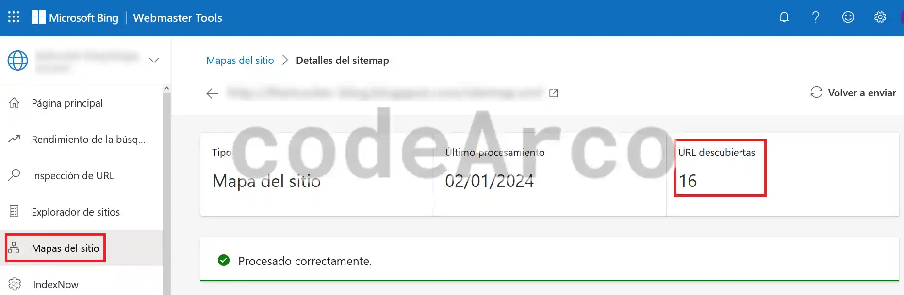 Que tenemos indexado en Bing Webmaster Tools