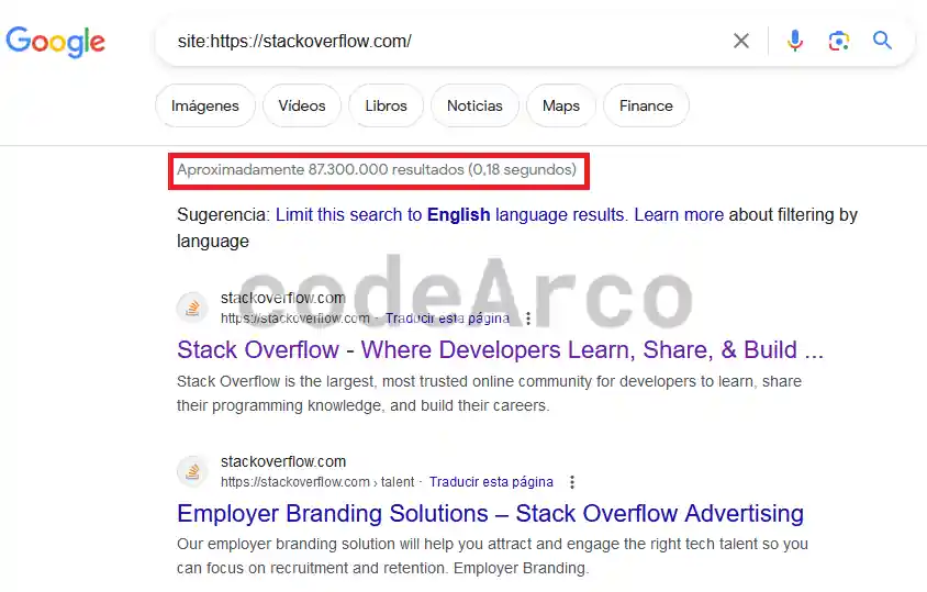 Que tenemos indexado en buscador Google