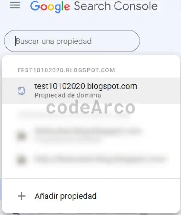 Seleccionar propiedad enviar sitemap Google