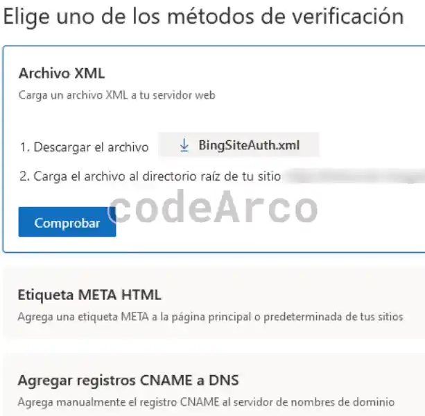 Verificar sitemap en Bing