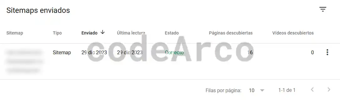 Verificar sitemap enviado a Google