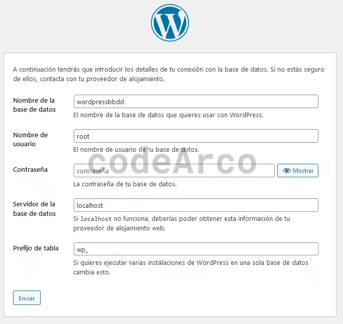 Configuración base de datos WordPress en local
