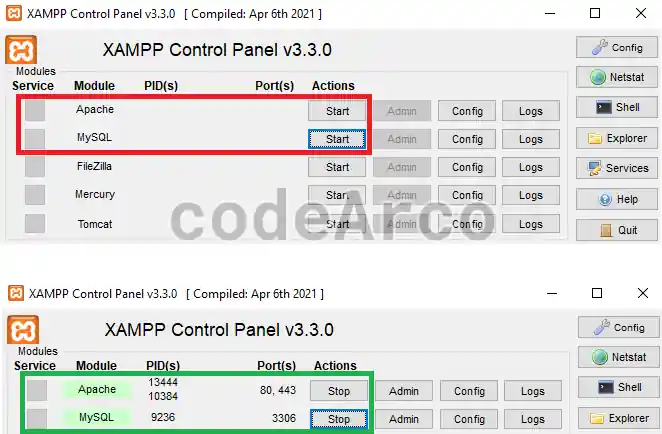 Iniciar Apache y MySQL en XAMPP