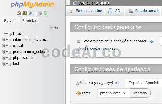 Probar instalacion de MySQL en XAMPP