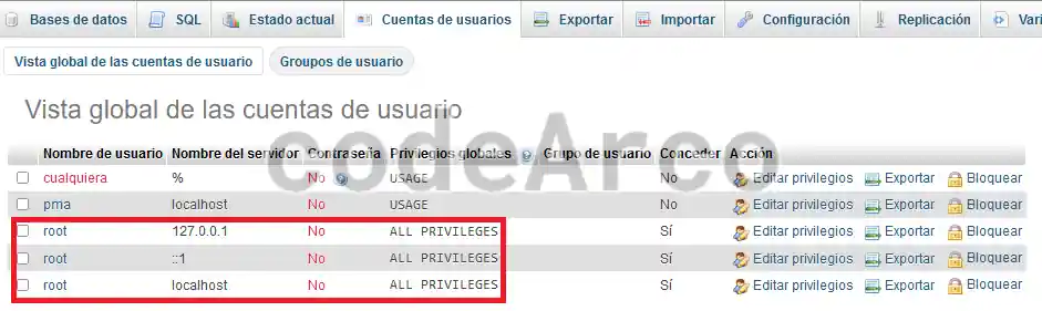 Usuario administrador MySQL y WordPress