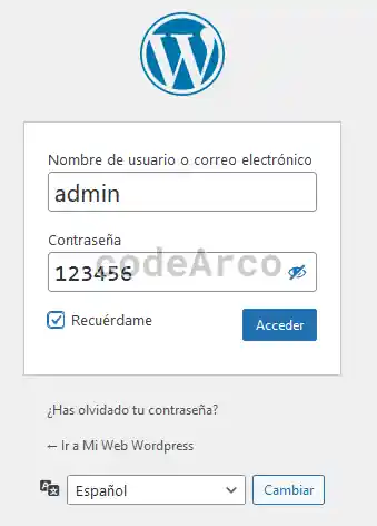 Wordpress login en localhost