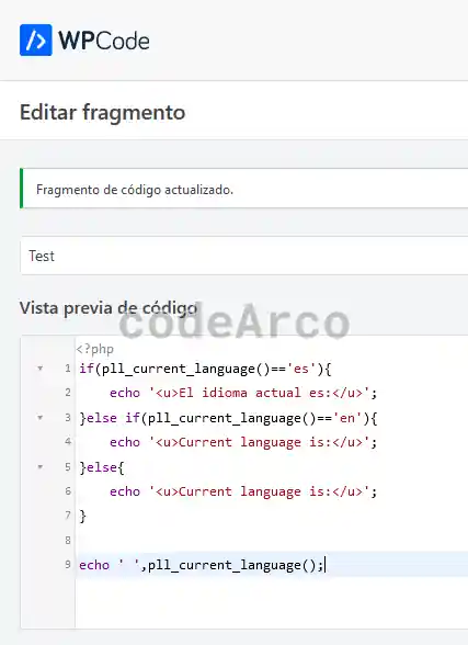 Funcion php Polylang lenguaje actual