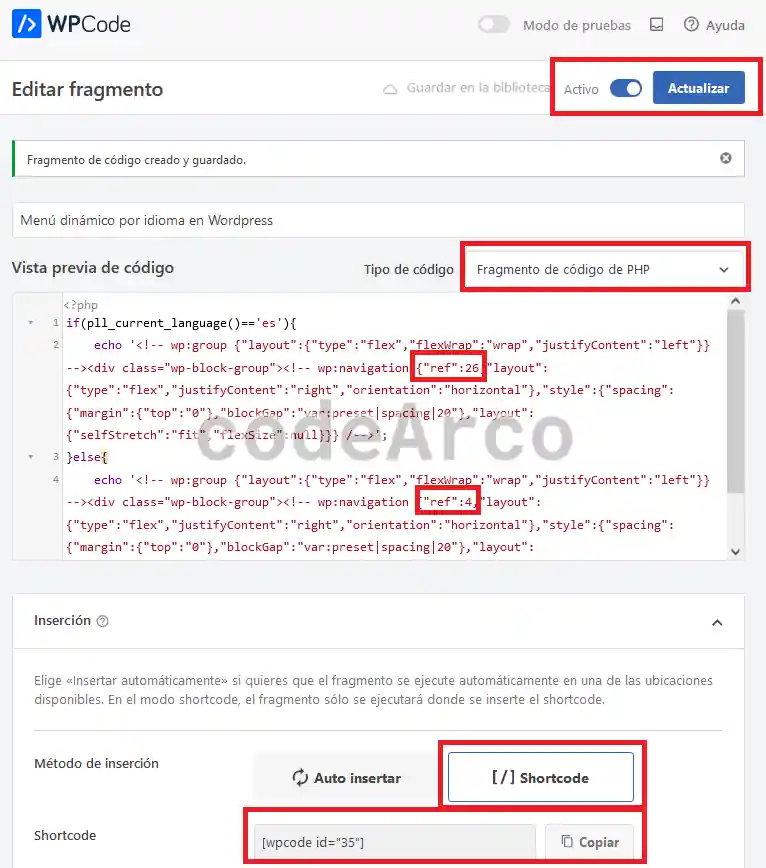 Funcion php para menu dinamico por idioma WordPress