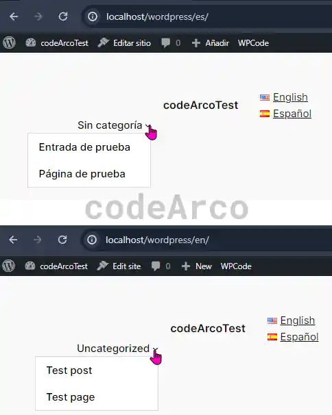 Menu de navegacion por idioma con WordPress y Polylang