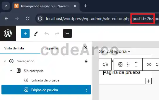Obtener postid de menu de navegacion WordPress