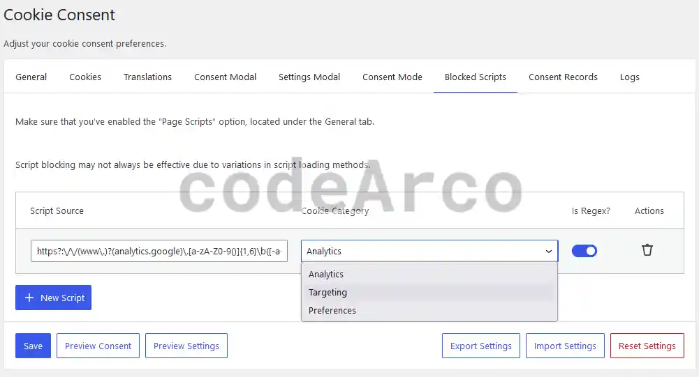Bloqueo de cookies y scripts plugin WordPress