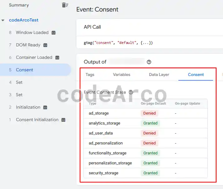 Consent mode V2 reenviar etiquetas consentimientos por defecto