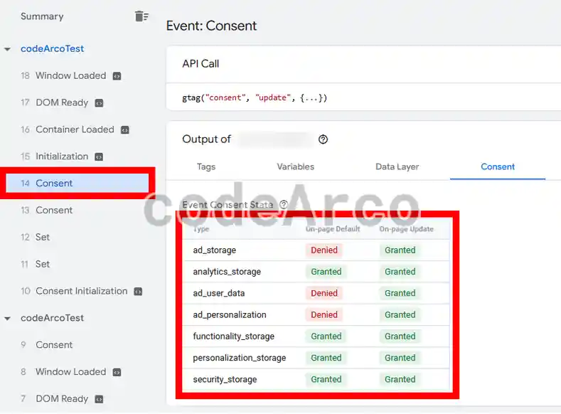 Consentimientos al actualizar pagina Google Tag Manager