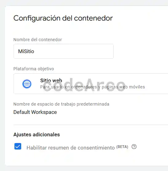 Google Tag Manager configuracion contenedor consent mode V2