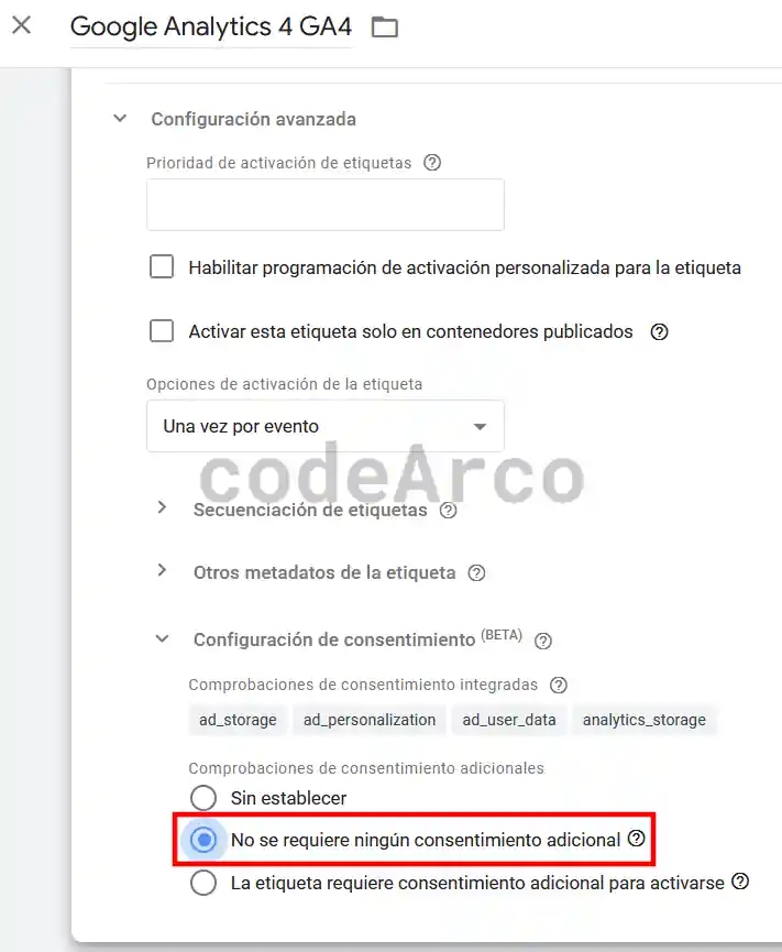 Google Tag Manager configuracion de consentimiento