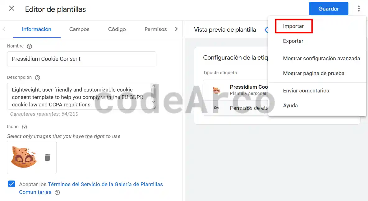 Google Tag Manager plantilla consent mode V2