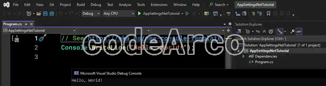 Proyecto ejemplo con codigo base para appsettings json