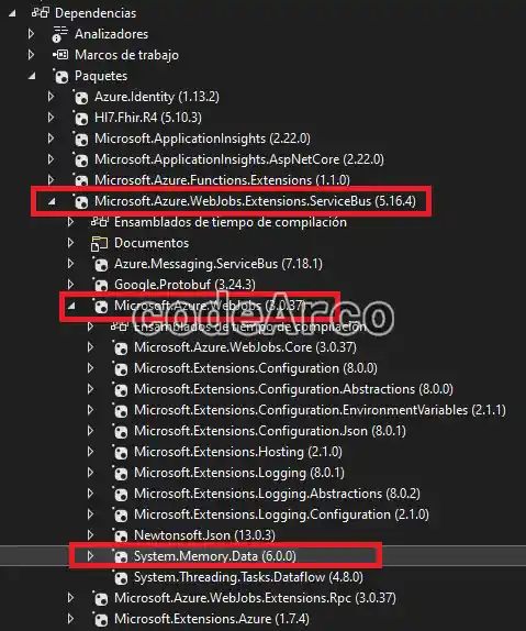 Paquete que genera error Could not load file or assembly
