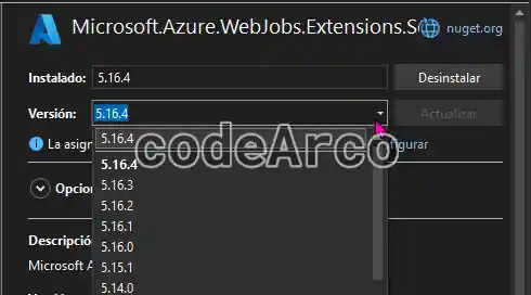 Solucion paquete incompatible en Azure Functions