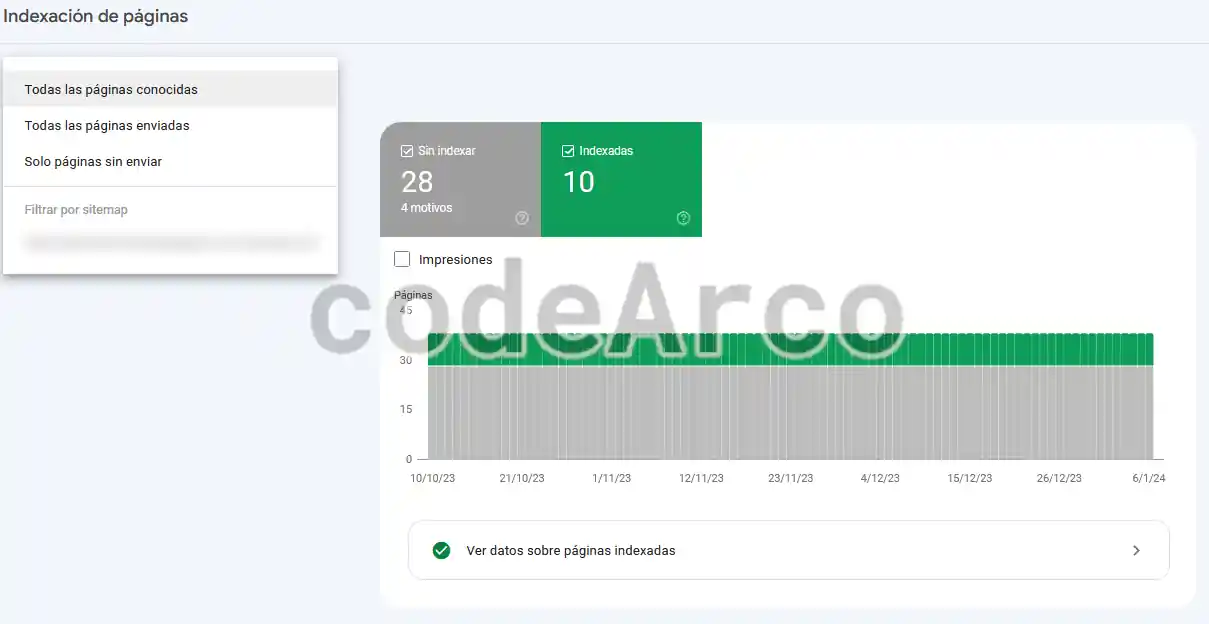 Paginas indexadas en Google Search Console