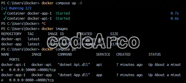 Ejecutar docker-compose yml con comando docker compose up