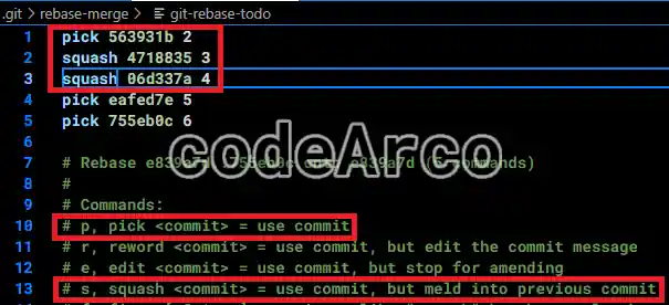 Pick y squash para limpiar historial de Git