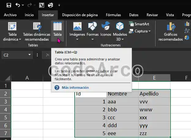 Excel como crear tabla a partir de datos
