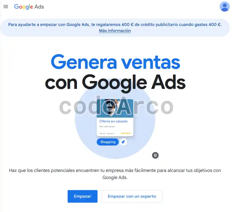 Google Ads crear cuenta gratis sin tarjeta