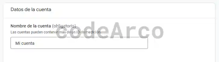 Datos de cuenta Google Analytics 4
