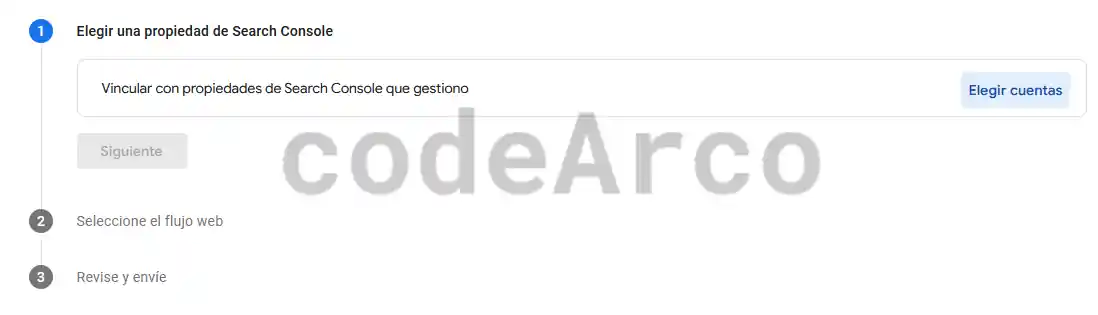 Elegir propiedad Google Search Console