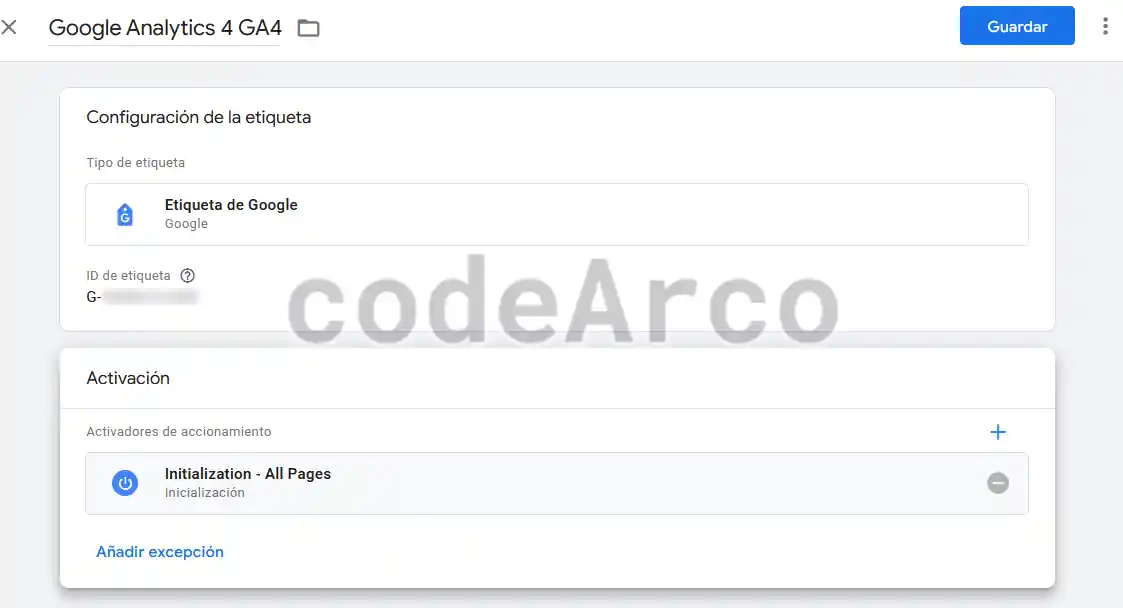 Etiqueta Google Analytics 4 en Google Tag Manager