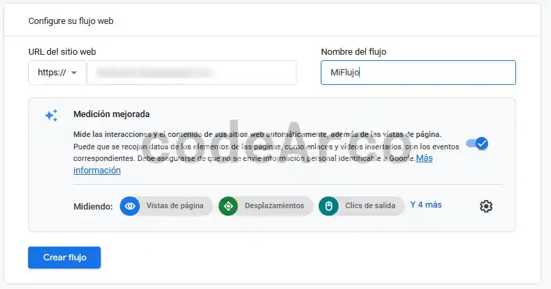 Google Analytics 4 GA4 crear flujo web
