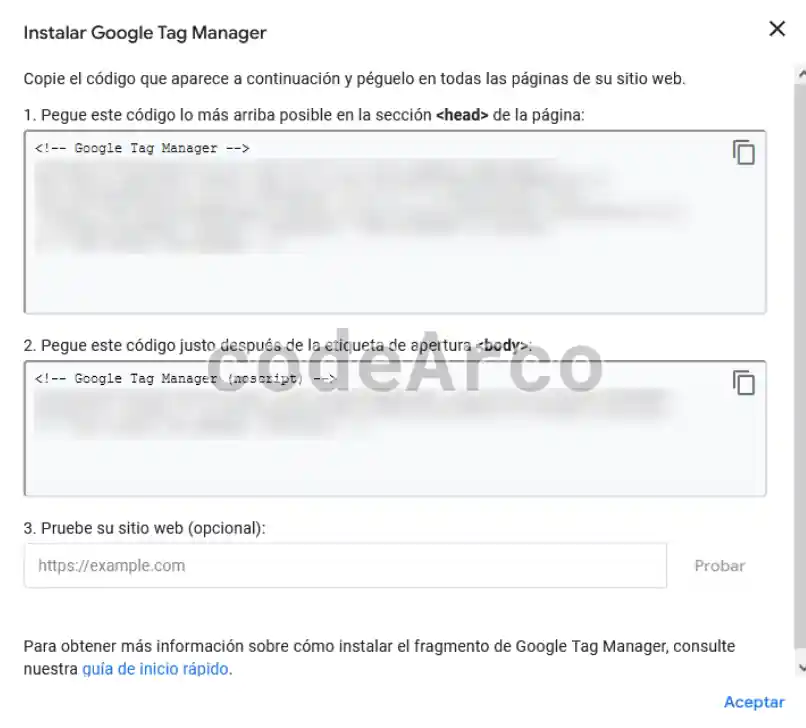 Instrucciones para instalar Google Tag Manager
