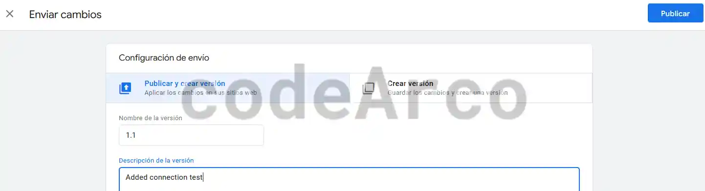Publicar etiqueta Google Tag Manager