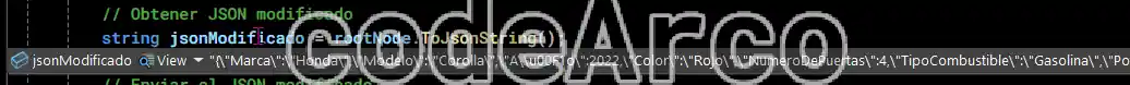 Ejemplo codigo para modificar JSON sin convertir a objeto