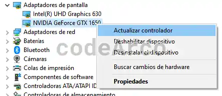 Administrador de dispositivos en Windows