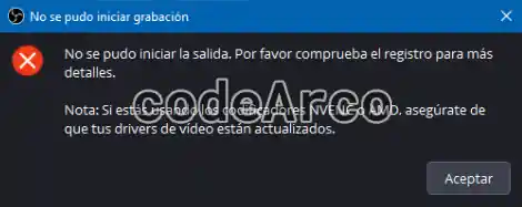 OBS Studio Codificadores NVENC o AMD error